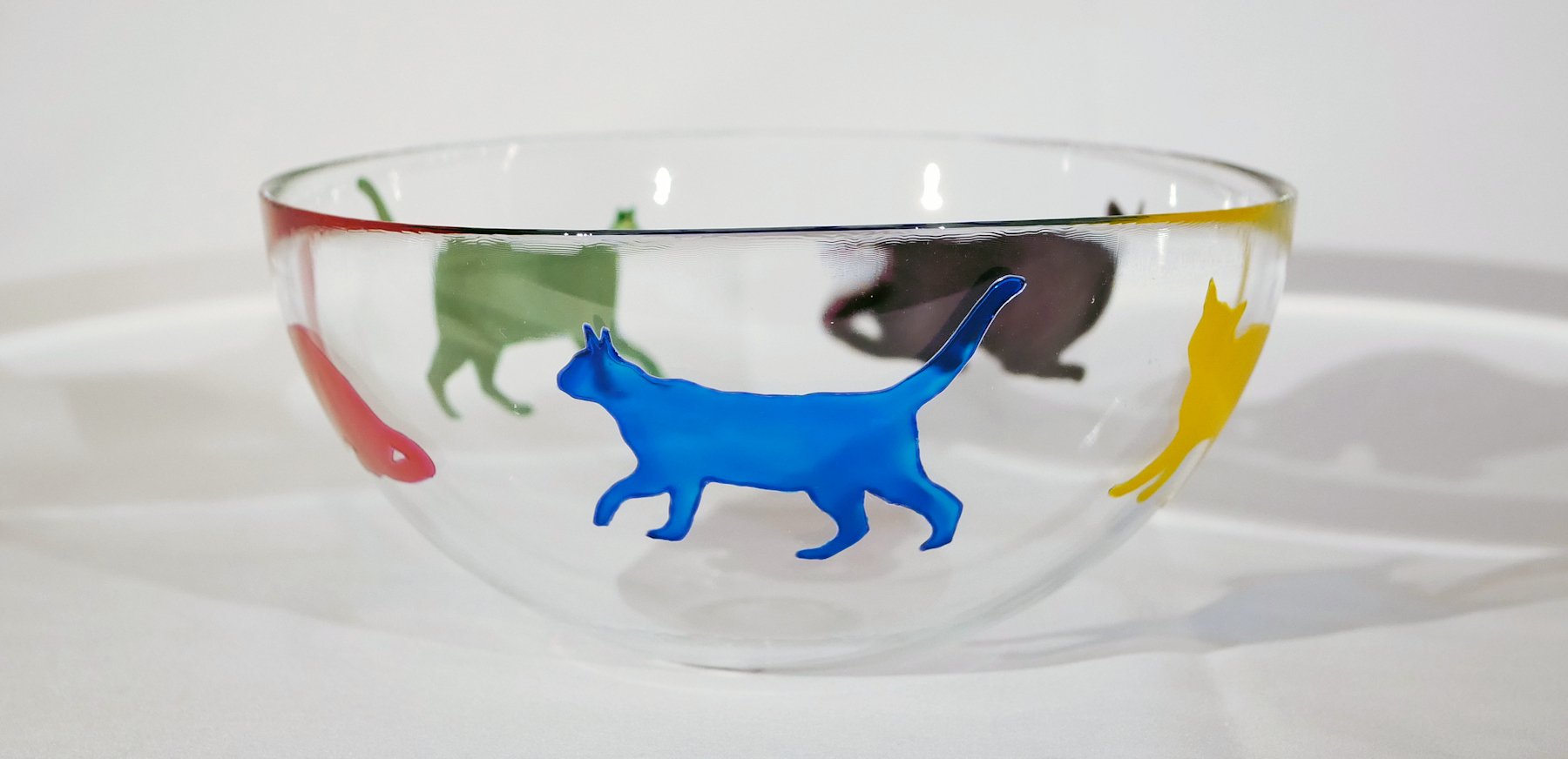 Cat in glass clearance bowl