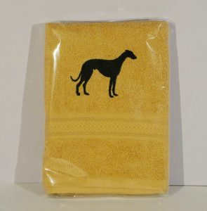 greyhound,greyhound art,greyhound gift,greyhound presents,item with greyhounds on,emroidered greyhound,greyhound embroidery,dog towel,towel with dog on,